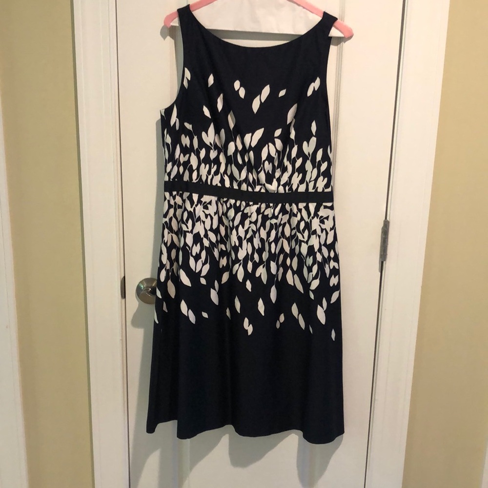 Navy and cream tea dress